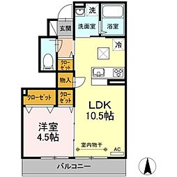 JR横須賀線 東戸塚駅 徒歩20分の賃貸アパート 1階1LDKの間取り