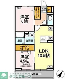 横浜市営地下鉄ブルーライン 港南中央駅 徒歩14分の賃貸アパート 3階2LDKの間取り
