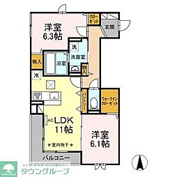 サンガーデン 2階2LDKの間取り