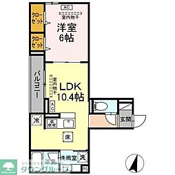 ドムスクレスト湘南台 1LDKの間取図画像