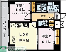 ドムス常盤 2LDKの間取図画像