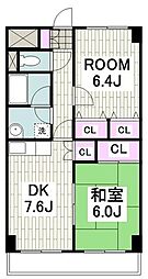 フラワリング・1 2DKの間取図画像