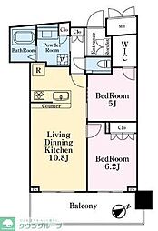 ブランズタワー大船 2LDKの間取図画像