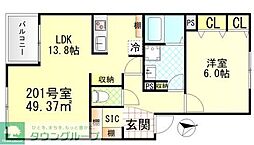 ヴィラージュ戸塚I 1LDKの間取図画像