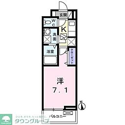 サンライズY 1Kの間取図画像