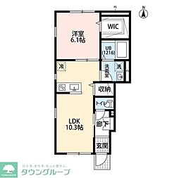 アムールゆめが丘2 1LDKの間取図画像