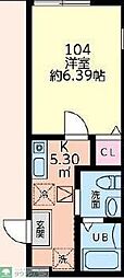 パークテラス立場 1Kの間取図画像