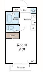 ベイルーム片瀬 ワンルームの間取図画像