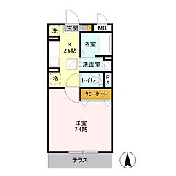 ソレイユ柏陽 1Kの間取図画像