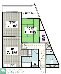 ビュークレスト戸塚 2DKの間取図画像