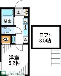 クレストコート上永谷 1Kの間取図画像