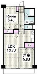 ビューヒルズ東戸塚壱番館 2LDKの間取図画像