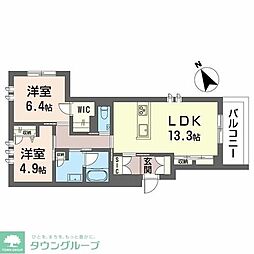 ウィステリアガーデン 2LDKの間取図画像