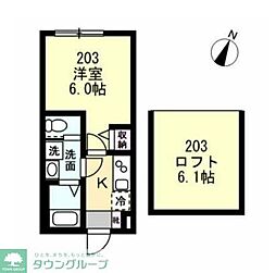 ベイルームコクーン藤沢 1Kの間取図画像