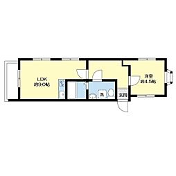 セザール自由が丘 1LDKの間取図画像
