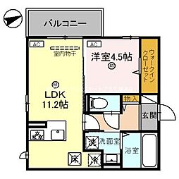 メゾンクレール安養寺 1階1LDKの間取り