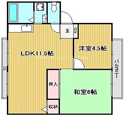 ファミール・ぼだいじ 2LDKの間取図画像