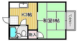 城南ハイツ 1Kの間取図画像