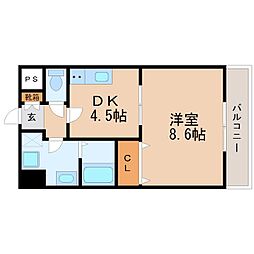 ヒルズ楓 6階1DKの間取り