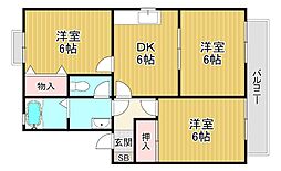 コートパル守山 3DKの間取図画像