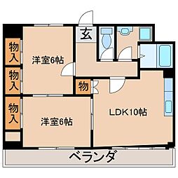 ソレイユ千 2LDKの間取図画像