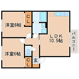コーポミズホ 2LDKの間取図画像