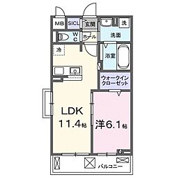 ノルド フィウーメ 1LDKの間取図画像