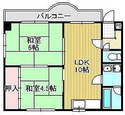 カナイハイツ 2LDKの間取図画像