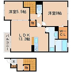 ロック・ベイレーク 2LDKの間取図画像