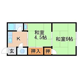 勝見荘 2Kの間取図画像