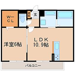 ローズパル 1LDKの間取図画像
