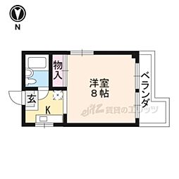 中央1丁目小堀マンション 4階1Kの間取り