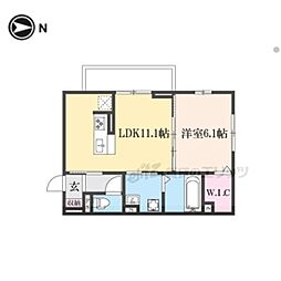 ＢＲＡＮＳＩＡ出町 1階1LDKの間取り