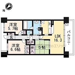 プラウド大津におの浜 19階3LDKの間取り