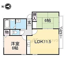 パークハイムＣ 2階2LDKの間取り
