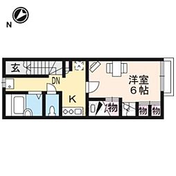 JR湖西線 堅田駅 徒歩8分の賃貸アパート 2階1Kの間取り