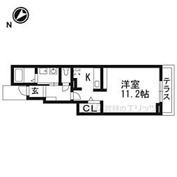 オーブ瀬田 1階ワンルームの間取り
