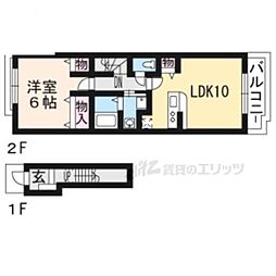 コンフォートフジ 2階1LDKの間取り