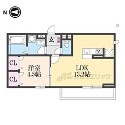 アリア西矢倉 303 3階1LDKの間取り