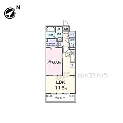 フルール近江 1LDKの間取図画像