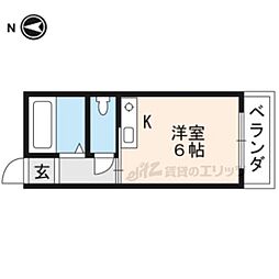 クッキィー石山寺 ワンルームの間取図画像