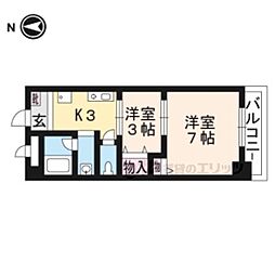 メゾン京町 2Kの間取図画像