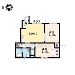 グランデサウタール 2LDKの間取図画像