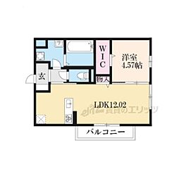 リバーハイツ唐崎 1LDKの間取図画像