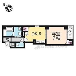 ヴィラグレイス浜大津 1DKの間取図画像