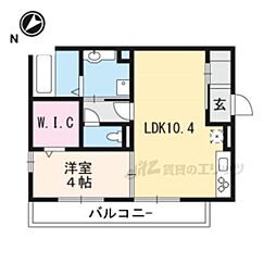 JR東海道・山陽本線 草津駅 徒歩25分の賃貸アパート 1階1LDKの間取り