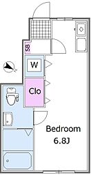レベアス豊田 1階ワンルームの間取り
