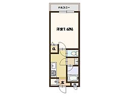 ポプラーレキシダ 1Kの間取図画像