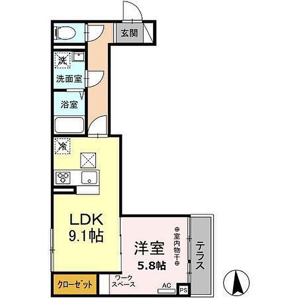 東京都葛飾区お花茶屋1丁目(賃貸アパート1LDK・3階・38.81㎡)の写真 その2