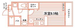 ハーモニーハウス富士見 ワンルームの間取図画像